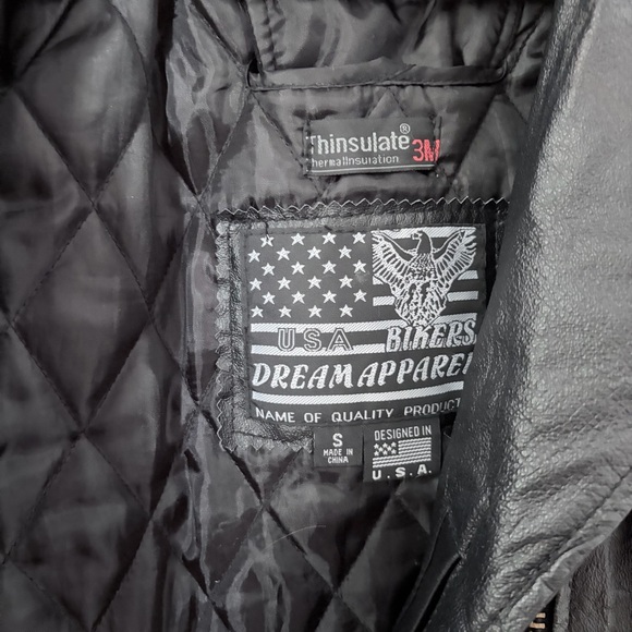 USA Bikers Dream Apparel Black Leather Jacket - Picture 5 of 13